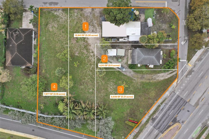 Exceptional investment opportunity in an emerging Pompano Beach corridor. This four-lot package, with potential for a fifth, offers both income and redevelopment upside, totaling just under an acre combined. Two parcels include tenant-occupied homes for immediate cash flow while planning future use. No association fees add to the flexibility and long-term value. Ideally positioned near I-95 and the Florida Turnpike, and close to transformative projects like Harrah's Pompano Beach, plus expanding dining, retail, and entertainment. Minutes to the beach, making this a strategic long-term hold or development play. This is offered as a package with Folio number 484234020510 ,484234020490  & 484234020500 for $1,300,000.00  Prefers to sell all together.