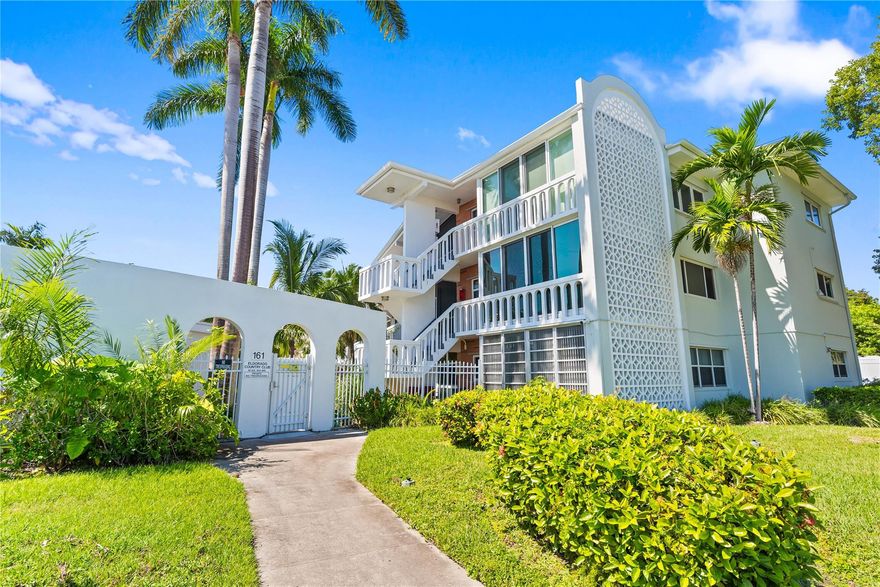 1-bedroom, 1-bath condo located on the 2nd floor. Unit features tile flooring throughout, updated shower & kitchen plumbing, and a screened-in porch. Furniture is negotiable. Building offers an elevator for convenience. Community amenities include a heated pool, shuffleboard, security cameras at the gate entrance, and guest parking. Roof and A/C are newer, & the water heater is less than 10 years old. 50-year recertification has been completed. HOA covers water, sewer, trash, exterior insurance, & roof. Rentals allowed after 1year of ownership. Just one mile from the beaches, walkable to local cafes & restaurants, Gulf Stream shopping center, & public transportation. All information on MLS for this listing is deemed accurate but not guaranteed & subject to errors & changes without notice.