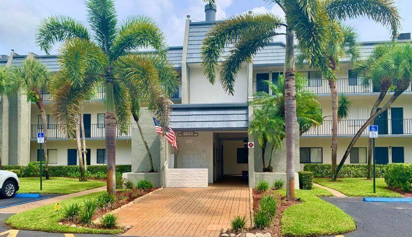 Furnished & oversized 1BR/1BA rental in the pristine 55+ Fountains community. Features tile flooring throughout, new A/C, and impact sliding door leading to a serene garden patio. Walk to the sparkling heated pool. No pets. Association requires 700+ credit score. Enjoy resort-style amenities, manned gated entry, and 24/7 security. Prime location near Florida Turnpike, I-95, golf courses, shopping centers, hospitals, and top dining. Perfect for seasonal or annual living in a highly desirable, well-maintained active adult community.