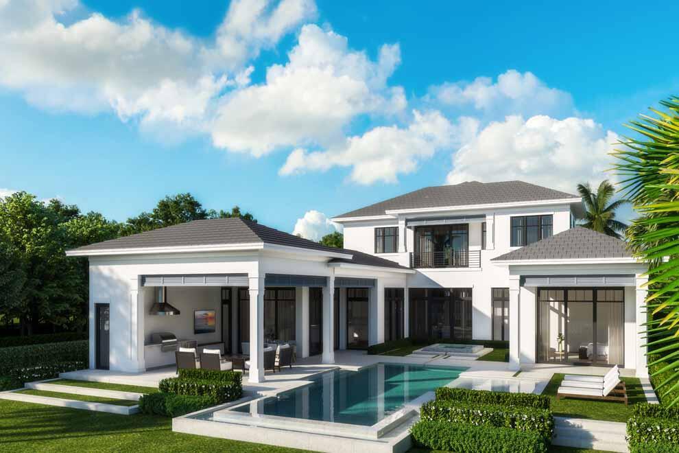 Introducing this brand new direct Intracoastal residence on Palm Trail with 90' waterfrontage and over 250' depth. Custom built by Llwyd Ecclestone of Ecclestone Signature Homes; a leader in the new construction market for over 35 years throughout prestigious neighborhoods including Palm Beach Island; East Delray Beach; Lost Tree Village; and Medalist. Finishes and selections made by The Decorators Unlimited, the five bedroom home offers first floor master wing; four car garage; and all the modern amenities expected in a South Florida luxury home. The floor plan invites indoor-outdoor living with covered loggia; summer kitchen; and pool. This brand-new luxury home will be ready for occupancy in 2022. Don't miss out.