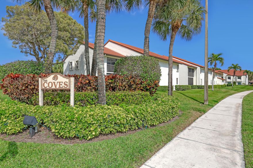 Spacious 2-bedroom, 2-bath first-floor condo located in the desirable Aberdeen Coves of Boynton Beach, NO Equity Membership, centrally located near shopping, restaurants, worship, golf, parks, and beaches. Convenient parking spot directly in front of the unit is included. 18'' tile flooring throughout with a welcoming, spacious entryway. The layout includes a den, room for a kitchen table and a formal dining area. Custom wood plantation shutters highlight the dining room with serene lake views through the large sliding glass doors. The master bedroom features unique faux suede walls, a large walk-in closet, double sink vanity, walk-in shower and separate ''water closet'' for privacy. The kitchen has two pass-throughs, the larger of which has access to the dining area. This lovely Aberdeen community has no membership fees and offers multiple pools, hot tub, Pickleball, shuffleboard and tennis courts, picnic and barbecue areas, scenic walking trails, a lake-view fitness center, theater, party room, card/game and billiards rooms. Enjoy resort-style living in this pet-friendly active community with live entertainment, ballroom events and numerous clubs and activities. While the company and/or agent has made a good-faith effort to provide correct information, the details should not be fully relied upon without independent verification, nor is this information guaranteed.