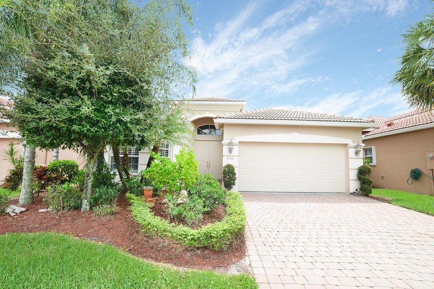 Gorgeous Great Room Home on a beautiful Lake with a private pool - Florida Luxury Active Adult Paradise.  Come see this Capri floor plan - perfect for full time or snowbird alike.  Step into this model-perfect home onto custom marble flooring.  Note the faux finishes and custom lighting.  There are upgrades everywhere!  NO CARPET in the entire house.  NEW AC - less than 1 month old! Check out the luxurious granite eat-in kitchen.  Master Suite is spacious with two walk in closets and a lavish master bath with double vanities and frameless shower.  Note the extended, fenced patio with private pool overlooking the lake.  The new ceiling fan over the covered patio makes this perfect for al-fresco dining.  Accordion shutters for hurricane protection cover all the windows. Bring your fussiest buyer - this house is top notch.  Pool maintenance is so inexpensive in Florida - $55-60/mo to have the luxury of your own Southern exposure pool for year round enjoyment.  The Southern Exposure will mean your pool stays warm from just the sunlight!