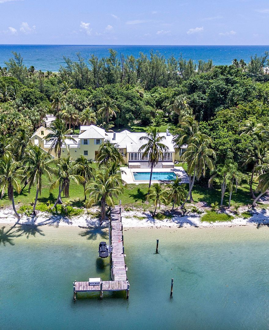 Charming Bermuda Style abode on southern end of Jupiter Island is one of the last of its kind- Truly encapsulating the Jupiter Boater's Paradise only minutes to full service marinas & Jupiter & Stuart Inlets. Sitting on one acre of land with 200 feet of direct no wake zone, intracoastal frontage- one can truly submerge in the radiant sun & aqua blue waters on their own sanded beach/L shaped dock or just through the deeded beach access directly across the street. Most convenient, is its short ride to Jupiter/Stuart restaurants & shops. This property is ideal for a renovation project or new custom design/build project.