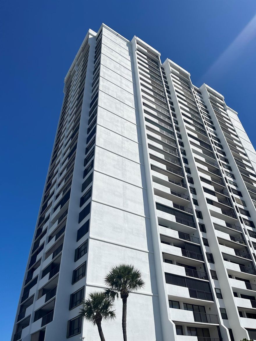 Updated unit on the 27th floor with a ''wow factor'' direct view of the Intracoastal, Palm Beach Island & the ocean beyond! Special features incl: kitchen w/quartz counters & white shaker cabinets & subway tile backsplash; bathrooms w/high-end fixtures & glass enclosures; neutral color walls, smooth ceilings & larger baseboards; washer/dryer inside unit; tile floors throughout; impact glass windows & sliders & extended outdoor patio to enjoy the view. Rarely included are 2 parking spots (1 covered). Bldg. has 24-hr security gate inside & out, private sandy beach on Intracoastal + pool with oversized patio, exercise & community rooms. Water incl. in rent & quality credit score required. No pick-up trucks or trucks of any kind permitted by bldg. No pets.