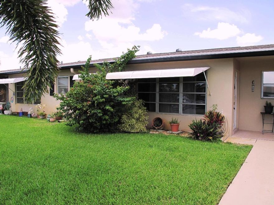 Great private location of this spacious 1BR/2 Full bath villa located in an active 55+ community. Villa features open concept kitchen, Newer AC June 2017, Neutral tile flooring throughout, shower stall installed in guest bathroom, offered furnished, excluded: all paintings/art work and personal items. Enjoy Florida living at its best in this very active 55+ community where you'll find many planned social activities, enjoy game night, traveling, large heated resort style pool and clubhouse and so much more. Located closed to all amenities, just minutes to the beach and downtown Delray where you'll find, quaint shops, open air cafes, fine restaurants, shopping malls, theater, close to I95/Turnpike and Places of worship. You'll find a coin operated washer and dryer in each building of 4 units. Community is not pet friendly, new owners cannot rent their units in their section of High Point. **All information in this listing is deemed is reliable not guaranteed and subject to errors and omission and changes without notice. Please verify all information as needed. **