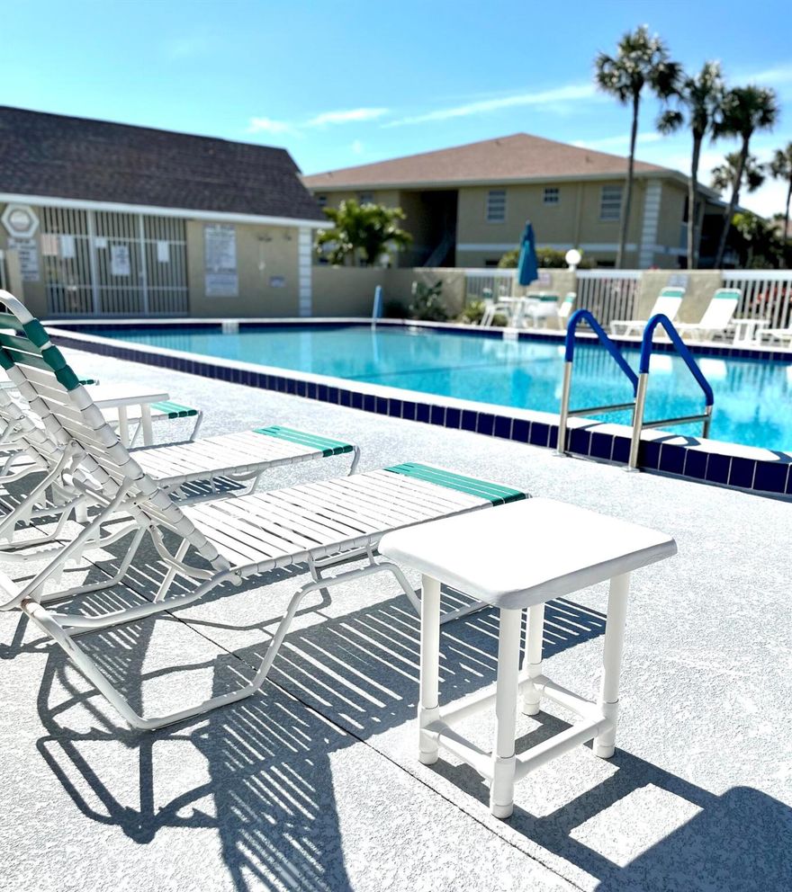 MOVE-IN READY! FIRST FLOOR 2 BED/2 BATH Condo with a modern interior updated July 2022. New Roof 2022. $35K worth of value-added features! The kitchen is outfitted with SS appliances, granite surfaces and deluxe cabinetry with soft close drawers. LVP flooring, fresh & neutral color paint, baseboards, lighting fixtures and new fans installed. Bathrooms are brought to life with upscale cabinetry, finishes and hardware. Popcorn Ceilings GONE! Natural sunlight will brighten up your home while a screened patio allows fresh air to flow in. Laundry is a snap with an interior W/D. Walk to the pool and Clubhouse. Shopping, Dining, Medical, Hospital, Publix, Farmer's Markets and golf in under 5 minutes. Building painted 2022. All ages welcomed. Can close in 30 days. Investors can rent immediately.