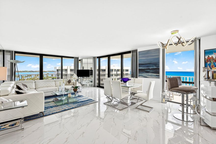 Spectacular Direct Oceanfront Condo, magnificently decorated and furnished. 2BR's / 2BA's, Large Master Bathroom with Walk In Closet. Top Floor. View of the Intracoastal. Amenities Include 24 Hour Doorman, Tennis Court, Exercise Room, Fabulous Deeded Beach and More. A Real Paradise.
