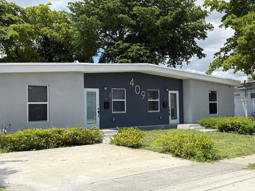 This newer 2021 construction 3-bed, 2-bath unit in a duplex in prime Hallandale Beach is only minutes away from beaches, Gulfstream Park, Aventura Mall, major roads, restaurants and more. Experience modern living with stainless steel appliances, hurricane impact windows & doors, stylish flooring, contemporary bathrooms, washer and dryer in-unit, central A/C, private parking for 2 cars. Spacious and private backyard (we are currently installing a privacy fence which should be completed in a couple of weeks). Small pets allowed. First month's, last month's rent, and security deposit required. No HOA - fast approval.