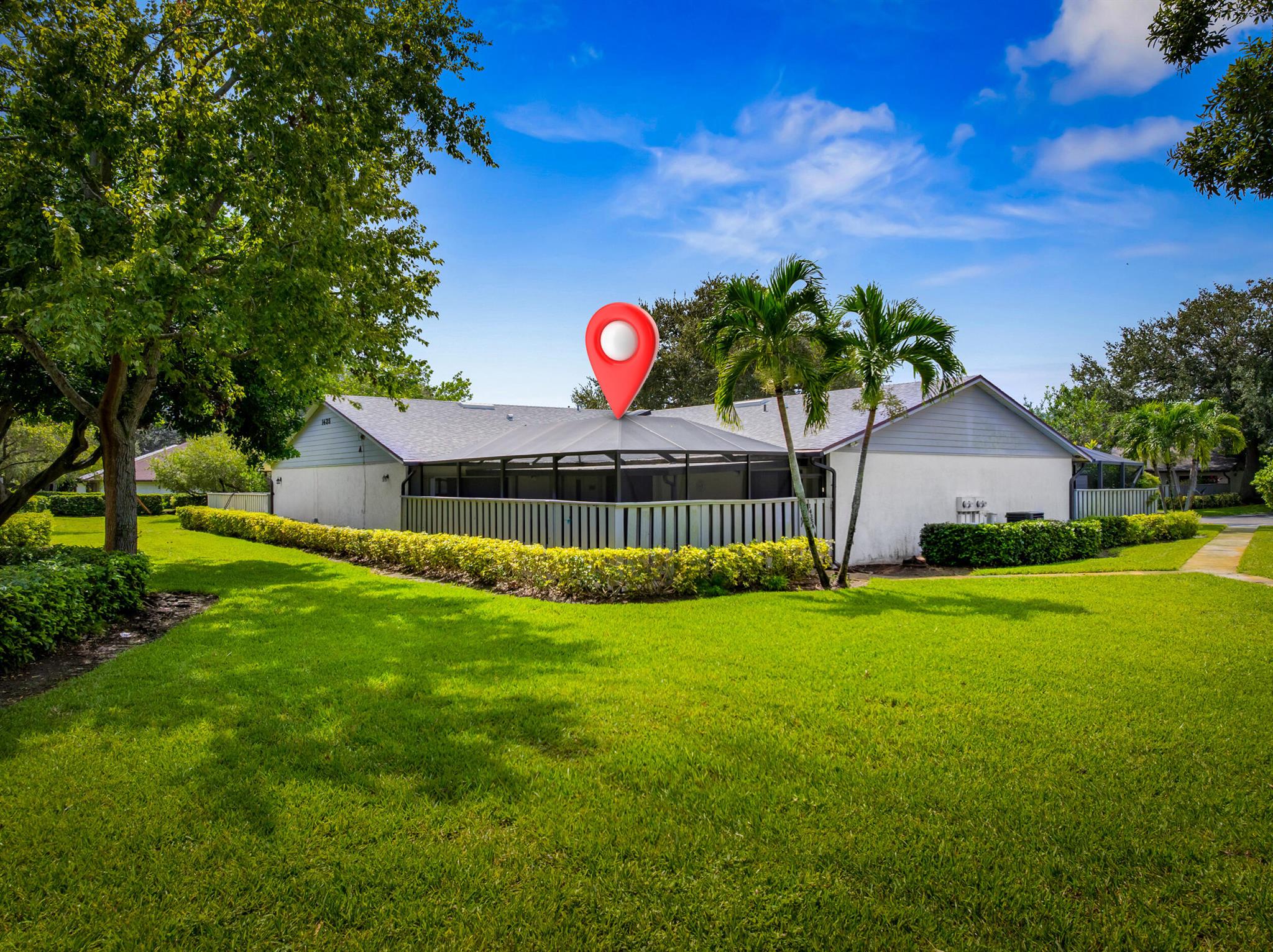 Experience easy Florida living in this beautifully maintained 2BR/2BA villa in the sought-after Villages of Longwood community! This spacious 1280 sq ft home offers large, light-filled rooms, a convenient in-unit washer and dryer, and a smart split-bedroom layout for comfort and privacy. The expansive screened lanai is a true highlight, featuring a unique metal patio cover that allows for shaded relaxation or entertaining rain or shine. The roof was replaced in 2023, adding lasting value and peace of mind. Enjoy a low-maintenance lifestyle with community amenities including a Clubhouse, 2 pools (one being a state of the art Symbiant pool that cools and heats), a Community Library, cool lush landscaping, and a prime Fort Pierce location close to hospitals, shopping, dining, and beautiful