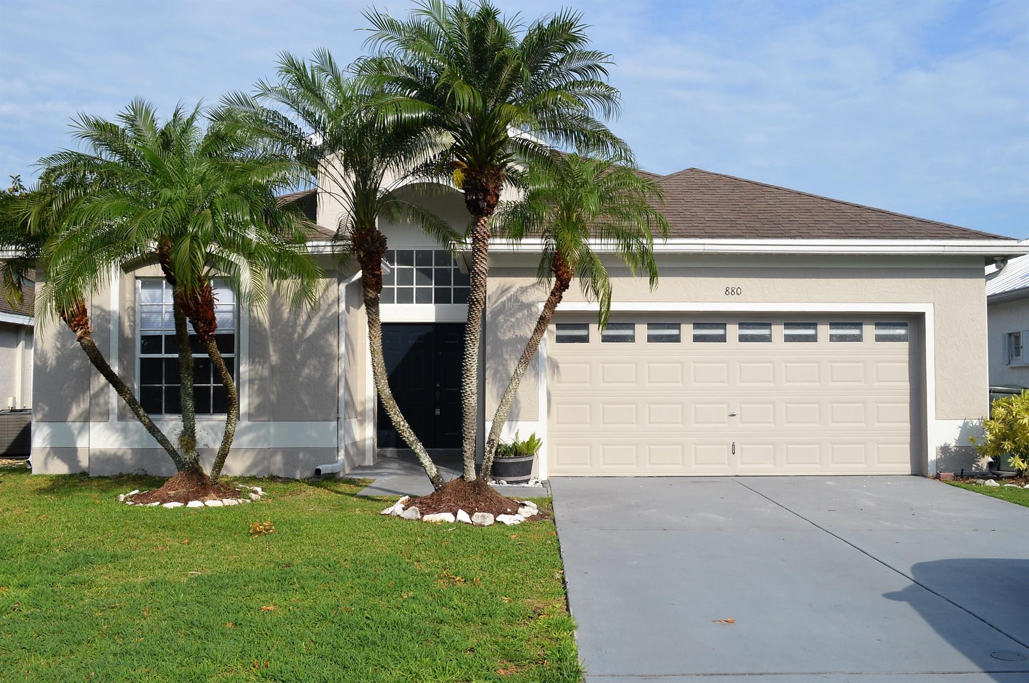 Available on or possibly before 9/10/2025 - OCCUPIED First showings 9/1/2025. Open floor plan home with great size rooms. 3 bedrooms and 2 baths. Tile & laminate floors throughout entire home. Large screen enclosed patio as well as extended patio in the fenced backyard. Newer stainless appliances. Eat-in kitchen with breakfast bar and formal dining area. Washer & dryer included. 2 car garage. Home is located in desirable Pineapple Plantation. Freshly painted interior underway. ''A'' rated schools! Lawn care is included with rent. First and security, credit & background check - Must show 3x rent for monthly income, incomes may be combined. Pets negotiable with damage deposit.