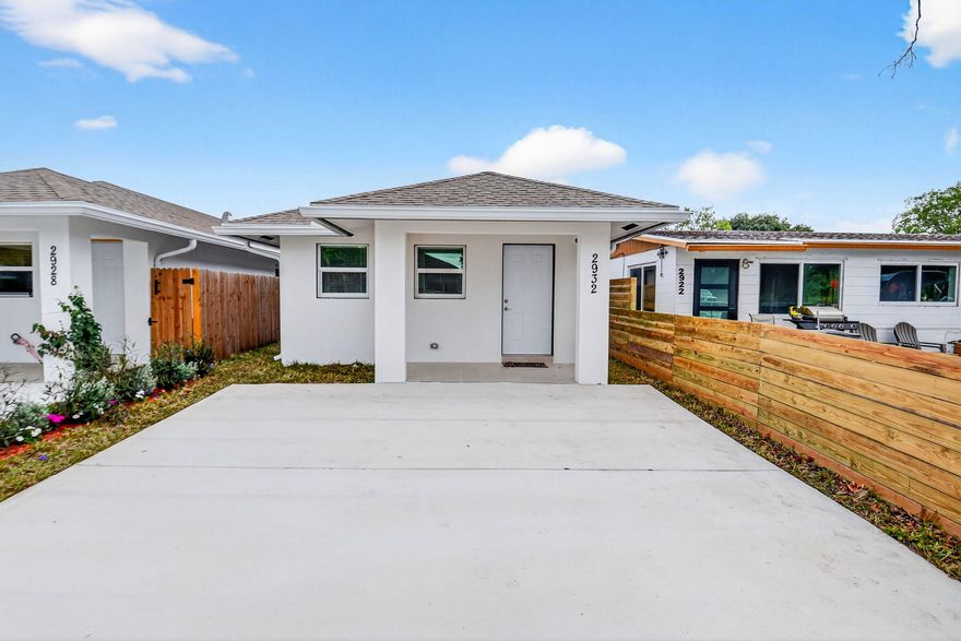 Welcome to 2932 Saginaw Avenue, West Palm Beach, FL 33409—a stunning new construction home completed in 2025 in the desirable Westgate neighborhood. This CBS-built residence features 3 spacious bedrooms and 2 full bathrooms, offering a perfect layout with large rooms and modern finishes throughout. Inside, enjoy elegant tile flooring, a beautifully designed kitchen with solid wood cabinets, granite countertops, and stainless steel appliances. Impact windows and doors provide added peace of mind and energy efficiency, while the fenced-in yard is ideal for pets and outdoor gatherings. With convenient access to downtown West Palm Beach, Palm Beach International Airport, I-95, and the Florida Turnpike, this home is perfectly located for both comfort and accessibility. Won't last long!