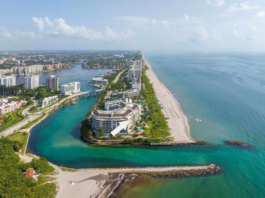 Lower Penthouse combines the magnificent due south views of residence 603 and the due east views of residence 604 in one of the most uncompromising offerings in south Florida.  Unparalleled ultra-luxurious coastal living is found overlooking the famed 'Boca de Ratones' ocean and intracoastal inlet and beach shoreline, as well as its shared grounds and proximity to and of The Boca Raton Club.  With a generous layout of 9 bedrooms and 8.1 bathrooms, this remarkable residence provides ample space for both relaxation and entertainment. Expansive balconies provide stunning sunrises and icon sunsets, while you immerse yourself in the sights and sounds of the Boca Raton inlet and ocean breezes. 
Offered unfurnished, with furniture negotiable. 
see MORE Elegance and sophistication greet you at every turn, with tastefully designed interiors that exude both comfort and style. The open-concept living areas invite natural light to flood the space, creating an inviting ambiance that is perfect for gathering with family and friends. The gourmet kitchen, equipped with top-of-the-line appliances and premium finishes, is the central to an entertaining lifestyle.  
 
Each of the named 9 bedrooms is a private sanctuary, offering tranquil retreats. The 8.1 bathrooms, adorned with high-end fixtures and modern conveniences, add to the overall allure of this remarkable residence.
 
In addition to this 'one of a kind' residence, the building amenities are equally impressive, providing a resort-like experience for all residents. Indulge in the state-of-the-art fitness center, watch the sunrise on your private beach, take a refreshing dip in the pool, or savor the tranquility of lush landscaped gardens.
 
Situated in the heart of East Boca Raton, this residence is in proximity to the city's finest dining, shopping, and entertainment venues. The vibrant cultural scene and recreational activities ensure there's always something to do, whether it's a day at the beach, a round of golf, a tennis match or pickleball game.  
 
Don't miss this once-in-a-lifetime opportunity to own an exceptional 'one of a kind' double unit condo that seamlessly combines opulence with the allure of coastal living. Embrace the lifestyle that you've always wanted and schedule a private viewing today to experience the magic of this extraordinary property for yourselves.  
 
Private beach
Immediately south and separate from the Boca Raton Club beachfront

2 separate lobbies, with elevators directly to your apartment. 
603 - three elevators
604  - two elevators 
Two unique connecting units. 
Offered Unfurnished
Furniture is negotiable
All TVs and Sound bars included. 
All chandeliers and Light fixtures stay and convey
10-12 ft ft ceilings  
603 floors - 36x36 satin texture porcelain tile
604 Floors - 24 x 24 natural cream marble 
Venetian plaster ceiling
Crown molding - 8inch
Lutron HomeWorks

Powder room
Diamond shaped mosaic glass walls

Living room 
12 ft ceilings
Rich hardwood bar 
Refrigerator 
Icemaker
Built in media center 
Flat screen tv & sound bar ***

Open dining room 

Wine closet
Not temperature controlled

Kitchen
Island
Exquisite rich earth tone marble or granite
Rich 8ft HardWood kitchen cabinets 
Contemporary kitchen 
5 burner natural gas wolf stove range
Wolf stove hood
Bosch dishwasher
Bosch expresso machine
Wolf double oven and microwave
Wolf warming tray
Subzero refrigerator & freezer
Samsung built in television
Backsplash iridescent mosaic tile 
10n ft ceilings
Chandelier

Utility room 
Terrazo stone top
Contemporary cabinets
AC - Igate 
Maytag maxima Washer & dryer 
Hot water heater -  Rheem 
Recirculating pump w/ Pressure booster

Bedroom 2 ensuite 
"Once a upon a tide"
10+ ceiling hight 
Wallpapered
Floor to ceiling impact glass
Facing due east overlooking beach and inlet
Direct access to patio 
Shades
Walk in shower
Toto toilet
Closet 

Bedroom 3 
"Slo M'ocean"
Ensuite. 
Direct access to patio
Due east and south views down the shoreline with vistas of the Deerfield beach pier and lighthouse point lighthouse tower
10+ ft ceiling height
Walk in shower 
Marble top with rich hardwood based vanity
Glass frameless doors
Glass tile in shower
Tv and sound bar****

Primary bedroom 
"Cake by the Ocean"
Textured wall treatment
11ft+ ceilings 
Floor to ceiling glass overlooking ocean and inlet
Sliding glass door access to patio balcony
Walk in closet - open 
Central rich hardwood vanity
Built in drawers and custom closets
separate water closets
Tub with jets with Marble surrounding 
Double vanity 
Double sinks 
Frameless glass shower
Decorative tile in shower
Climate master AC #2 2019

Hallway connecting units

Bedrom#4 
"Tidy Up"
Interior room ensuite 
Closet 

Ac#3

Bedroom #5 
"flippin flounder"
Full bath shower 
Decorative tile
Closet interior room 
Fabric walls

Bedroom 6
"Changes in attitude"
Ensuite
Interior room

Water heater #2
Linen closet
Storage closet 

East wing flooring is tile 36 x 36 porcelain tile 

Bedroom #6
"After dune delight"
Interior room
11 ft ceilings
Painted wall treatments
Ac#4
Ensuite 
Marble porcelain tile
Large walk in shower with detailed mosaic tiles
Frameless glass doors
Mirrored glass cubed mosaic wall tiles

Den/ office/study off family room
"5oclock somewhere"
Views looking due south down the Boca Raton shoreline
Windows with due south exposure
Built in cabinets 


Individual thermostats in rooms

Family room
Cabinet wet bar
Refrigerator

2 room suite with shared closet space
Bedroom 7 & 8 
"Gone coastal " and "Flirty flamingo "
Ensuite 
north suite windows and open to balcony
Due south exposure overlooking the inlet
TV and sound bar*n 
Full shower
Translucent tile mosaic glass in shower
Frameless glass doors

Bedroom 8
Faced inlet 
Automated shades 
Decorative tile in shower  blue bead and silver wall tiles 

Lobby 603 porcelain tile
Teal green venetian plaster
Triple elevators 

four parking spaces plus storage