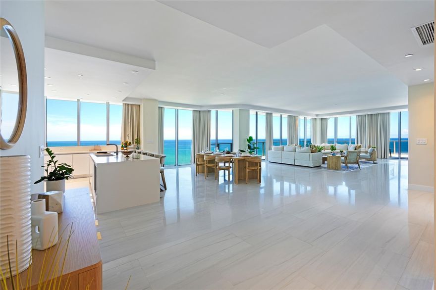 You are looking at Penthouse Unit 2 in the Happiness tower with Direct - Panoramic Views of the Atlantic Ocean at Amrit Ocean Resort, the pioneers of ultimate luxury wellness lifestyle in the Palm Beaches. A perfect blend of Modern Day Luxury, Science backed Wellness and Anscient Eastern Modalities. An Open Floor Plan designed to promote harmony and energetic flow with floor to ceiling windows that ebrace natural lighting until Sundown. The Penthouse is a fully furnished unit, comprises of 2 Master Suites with walkin closets, 3 full bathrooms, a game room and a den with a queen bed. This Penthouse Unit is a perfect spot to host your friends and family, equipped with a spacious kitchen, a grand kitchen island followed by a separate dining area, rooftop terrace and luxurious bedrooms.