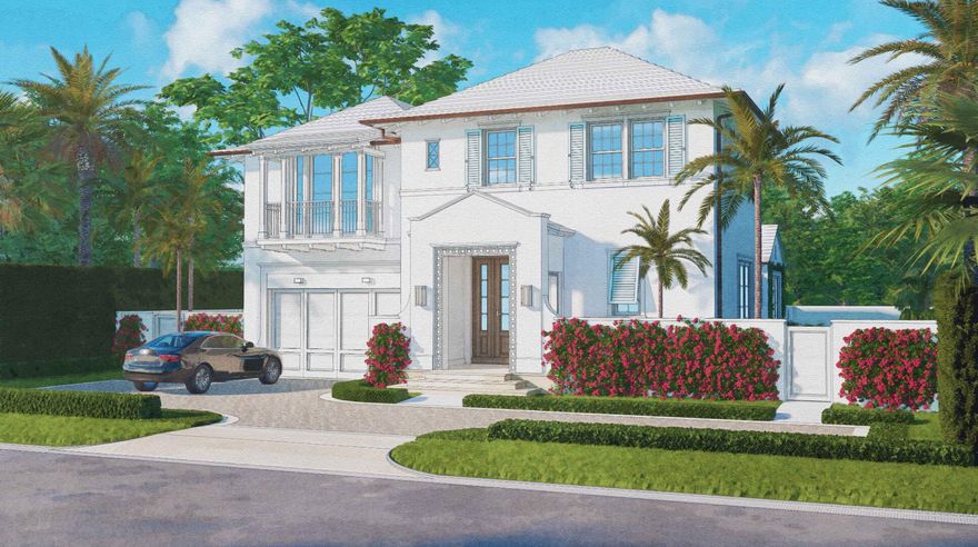 Exceptional new construction located in the coveted North End of Palm Beach, 206 Caribbean Road is a meticulously designed two-story residence offering timeless architecture, refined interiors, and seamless indoor-outdoor living, with anticipated completion at the end of March 2026. Thoughtfully designed for both everyday comfort and elegant entertaining, the home features dramatic vaulted ceilings with exposed wood beam detailing, expansive impact glass doors, and an open concept great room that flows effortlessly into the covered loggia and resort style saltwater pool and spa. Expansive impact sliding glass walls and doors create seamless indoor-outdoor living while filling the space with natural light. The outdoor entertaining area is complemented by a fully equipped summer kitchen and relaxing lounge area, creating the perfect setting for hosting while surrounded by lush, private landscaping. The custom chef's kitchen is centered around an oversized island with natural stone countertops, bespoke cabinetry, and premium Sub-Zero and Wolf appliances. High ceilings, wide-plank flooring, and carefully crafted millwork continue throughout the home, reflecting exceptional quality and attention to detail. The first floor primary suite offers a private retreat with a spa inspired bath featuring full stone finishes, walk-in shower with seating, custom vanity, and a boutique style dressing room. A flexible downstairs den can also serve as a fourth bedroom or guest suite, while additional guest bedrooms upstairs provide comfort and privacy. Designed with a focus on modern convenience and security, the residence features a full Lutron low-voltage lighting system, integrated smart home capabilities, a comprehensive security system, and a generator for added peace of mind. Ideally situated just steps away from the beach with convenient nearby access, this is a rare opportunity to own a newly constructed home where every detail was thoughtfully considered.
