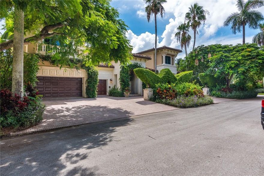 This magnificent property sits on a rare & coveted DOUBLE LOT only 2 houses from the point with Spanish-tiled gazebo overlooking a large garden & brick paver parking on the 2nd COMPLETELY BUILDABLE FULL LOT. Casa Luna, a Grand Mizner-style estate on 220’ of waterfront. Beautiful iron gate & courtyard lead to this showcase home offering a discerning style of living & entertaining. Exquisite marble foyer to stunning 2-story living room with floor-to-ceiling windows, columned archways & coquina stone fireplace. Classically appointed library with pecky cypress ceiling & fireplace. Family room with full-size wet bar, wine cellar & doors to lanai with summer kitchen & fireplace. Downstairs suite with kitchen. Large upstairs master wing. Spiral staircase to 3rd floor deck with breathtaking views.