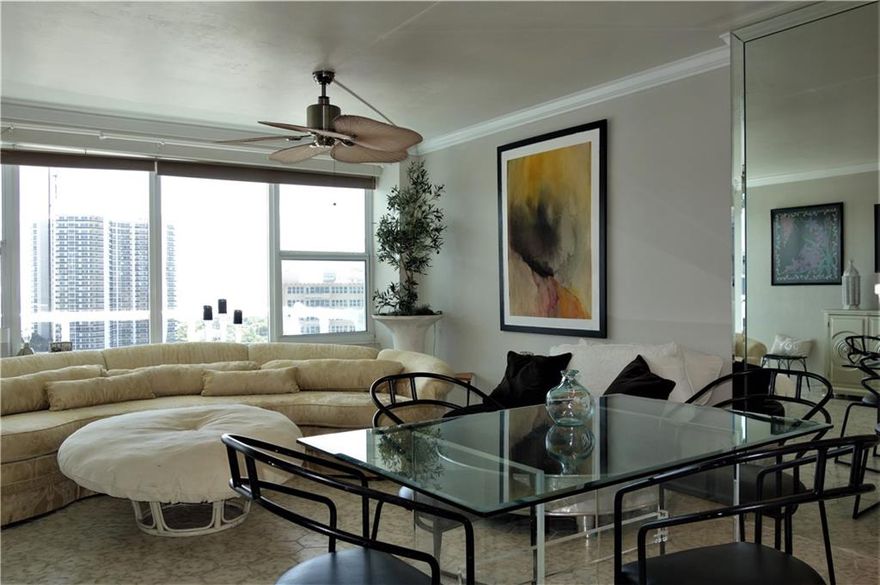 Top floor penthouse apartment with views of the ocean and skyline. This wonderful home has all impact windows tiled floors and updated appliances. Coral Ridge Towers has had its 40 year restoration and the new railings will be all glass with Miami piping. Just some of the many amenities include an intercoastal clubhouse, gym, heated pool, secured lobby and in house management. Water, sewer, trash, cable, interior pest control and central cooling tower for your ac.