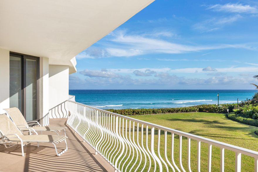 Season-ready with ocean views and a coveted southern exposure, this rarely occupied two-bedroom, two -and- a -half bath condo at the prestigious Sloan's Curve South, is offered furnished and turnkey. Move in and enjoy the Palm Beach season, with the  opportunity to reimagine and transform the space at your own pace. Featuring a wrap around terrace for sunrises and sunsets! Split floor plan, open kitchen, convertible den area and tile throughout. Sloan's Curve lives like a resort and has been extensively updated, including a fitness room, spa, sauna, heated, salt water pool, pavers and spectacular atrium lobby. Two garage spaces. It offers of the most prized tennis and pickleball facilities. Sloan's Curve is a fabulous lifestyle choice, close to Worth Avenue, restaurants and the Par 3