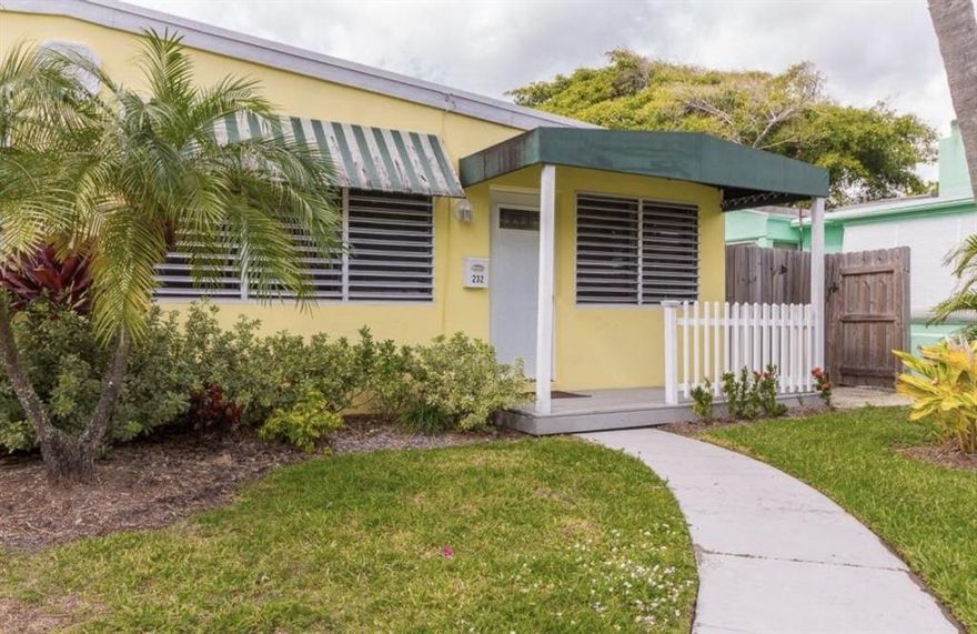Fantastic location! Pets welcome! Walk to Atlantic Ave & the beach! This charming 1 bedroom cottage also features a den/sunroom! Huge backyard for amazing outdoor living space and detached garage with back alley entrance! Separate shared laundry room. Tenant pays cable, electric & gas. Landlord pays water. Don't miss out on this amazing opportunity to live steps from famous Delray Beach! Walk to restaurants, shopping, art galleries, happy hour and the sandy beach! Quick and easy move-in process. All measurements approximate.