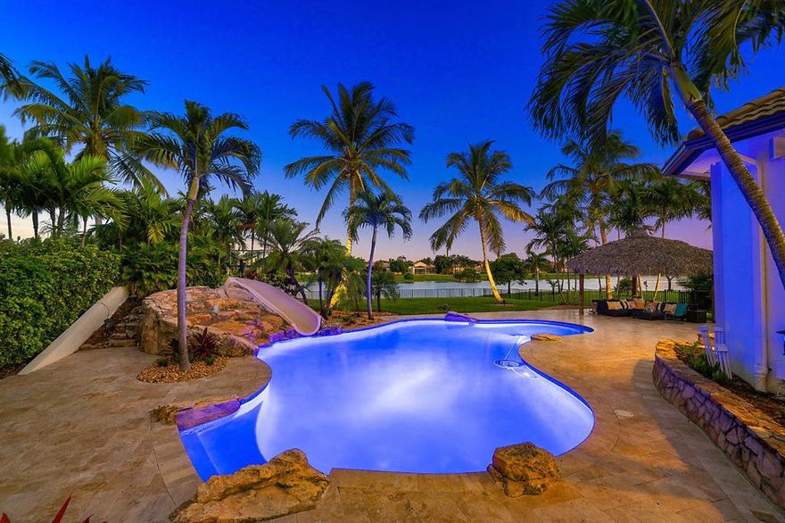 Absolutely Amazing / Single Story - 5,429 Sq Ft Waterfront Estate Home with an Incredible 600sq ft. Guest House! Situated on 1.18 Acres and overlooking a Beautiful Lake. This home boasts a resort style pool with Rock Waterfall/Slide, Lighted - 1/2 Basketball Court, Tiki Hut and a Huge Back Yard for endless entertaining! Incredible Kitchen ''Viking'' S/S Appliances, Chef's Island and more! This home has it all!!! Extended Driveway accommodates all your vehicles! 3 Car Garage! Sherbrooke Estates has no membership and very LOW HOA fees! This is a Must See!