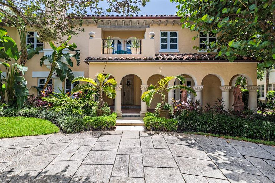Originally built in 1925, this 8-bed, 8.2-bath estate exudes true Palm Beach style. Timeless architectural details feature Cypress coffered ceilings, arched windows, wrought iron gates, and railings. Low maintenance turf in the courtyard along with an outdoor shower, fountains and spa. The guest house has been updated with impact windows and doors, 2-beds, 2-bath, living area and bar. Expansive doors open to the pool area. Perfect In-Town location. Close proximity to Worth Avenue, restaurants, shops and the beach.