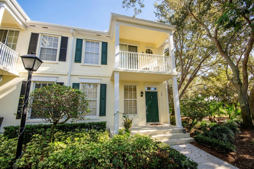 This updated 3-bedroom, 2.5-bath end-unit townhome with a 1-car garage is located in the quiet Charleston Court community of Abacoa and offers a private, peaceful setting. Available immediately for annual lease - fully furnished. The first floor features tile flooring throughout, an open living and dining area, and a stylish kitchen with ample cabinetry, stainless steel appliances, and a double oven. A laundry room, half bath, and large under-stair storage add convenience. Upstairs, the primary suite includes a private balcony, king bed, TV, two custom closets, and an en-suite bath with spa tub and walk-in shower. Guest bedrooms offer generous closet space, plus additional hallway storage. Recent updates include new carpet, freshly painted bathrooms, and new beds and mattresses.