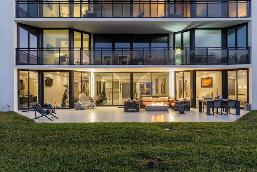 This very private coveted North facing first floor lanai feels more like a house than a condo. Huge patio and backyard. Ocean and sunrise on your right and intracoastal and sunsets on your left. Premier ultra luxury ocean-front building. Pet friendly. Avoid the elevator when taking a dip in the ocean or taking your pet outside. Open kitchen concept with state-of-the-art Sub-Zero and Wolf appliances. Beautiful Designer finishes like unique polished stainless steel tub with air massage in the Master Bedroom and backlit blue onyx wall.