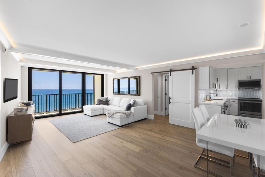 One of the most beautifully remodeled units in all of Ocean Trail. Turnkey, move-in ready, and loaded with high-end upgrades that save you time, money, and hassle. Enjoy direct ocean views from this completely updated 2-bedroom, 2-bath condo featuring 2 cm quartz countertops, GE Profile appliances, impact glass, raised ceilings, and rare in-room lighting. The master suite offers a double vanity and spa-like feel. This unit stands out as one of the nicest in the entire complex. Enjoy resort-style living with pools, a hot tub, fitness centers, tennis courts, and a soon-to-be-renovated courtyard. Experience true beachfront luxury without lifting a finger.