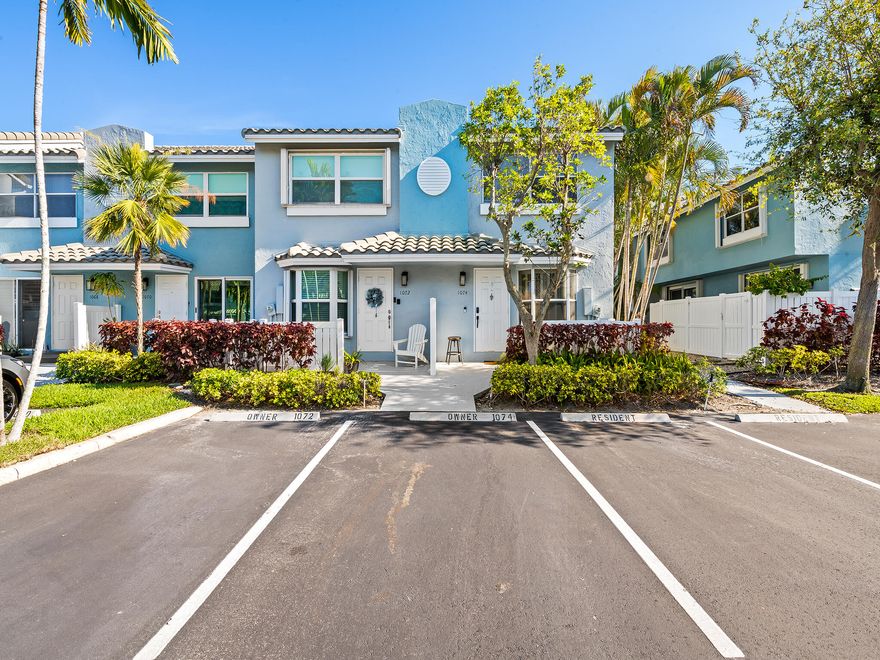 Welcome to 1074 Jeffrey St, located in the East Boca gated community of Boca Quay which is situated directly on the Intracoastal waterway. This corner unit is beautifully renovated with tons of natural light, new A/C, fully redone backyard with brand new turf and stone ribbon setup, reverse osmosis water filtration system, and newer kitchen and floors. Boca Quay is located in a convenient location with only a 5-10 minute drive to downtown Delray's Atlantic Avenue and 5-10 minutes from downtown Boca's Mizner Park.