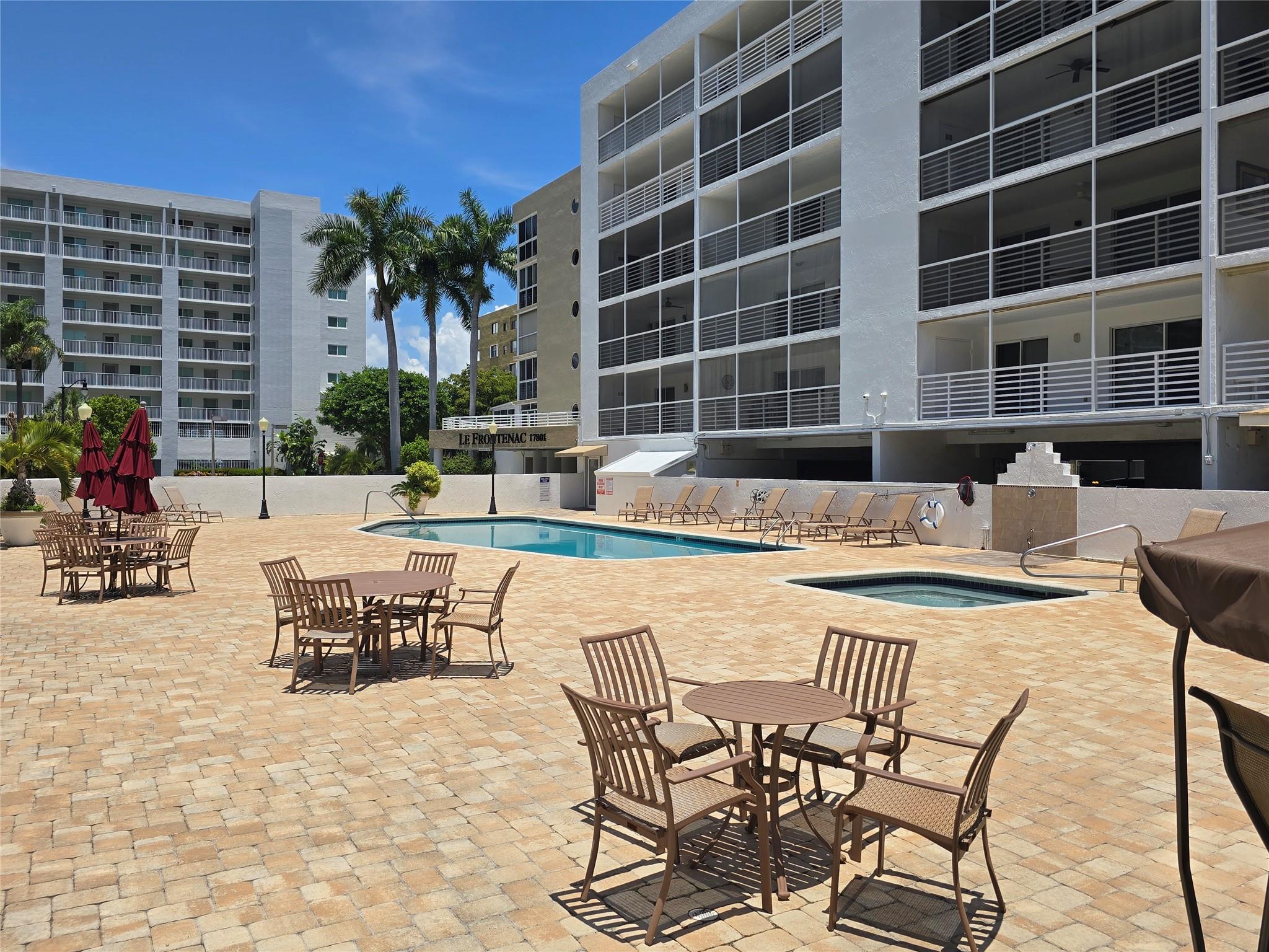 Experience resort-style living in this bright and spacious 2-bedroom, 2-bath corner unit at Le Frontenac Condo in Sunny Isles Beach! This well-maintained residence features a split floor plan, large windows for natural light, and a private balcony. Enjoy in-unit laundry, assigned covered parking, a boutique-style building with secure entry, a swimming pool, hot tub, gym, and more. The condo is located just minutes from the beach, shopping (Aventura Mall is just a 10-minute drive away), dining, parks, and A-rated schools. This is a fantastic opportunity for year-round living, short-term weekly or seasonal owners, and investors alike—don’t miss this one! Extremely favorable rental opportunities for owners. This is a great opportunity that may not last - located in the heart of Sunny Isles!