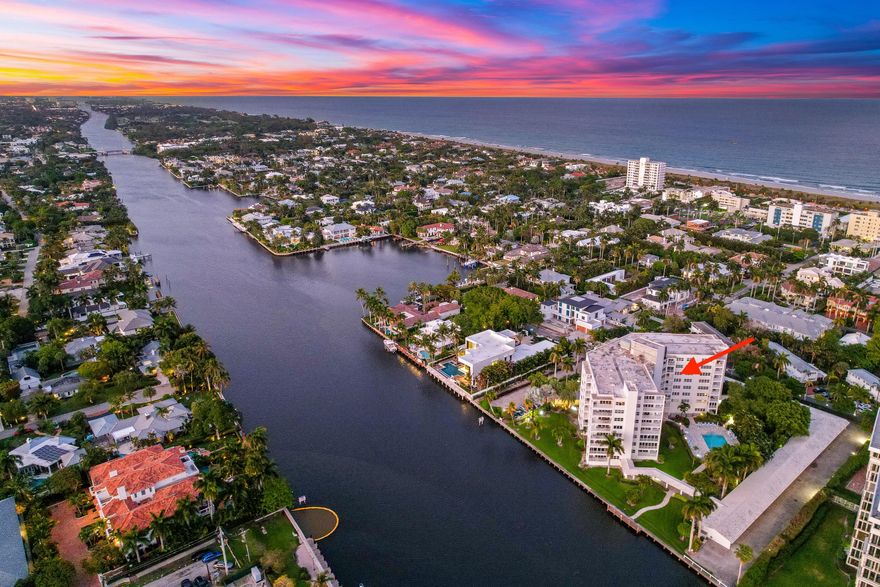 Beautiful Delray Summit is an exclusive condominium offering stunning Intracoastal Waterway views. This exceptional residence features elegant marble flooring, granite countertops, and a convenient pass-through from the kitchen to the living area—ideal for both everyday living and entertaining. The kitchen has been thoughtfully updated with new cabinetry and a stainless steel refrigerator. The primary bathroom showcases a new vanity with a modern vessel sink and a spacious walk-in shower, while the guest bath is appointed with a contemporary glass-top vanity and suspended glass sink. The home is further enhanced with impact windows and doors, along with custom blinds in the living room and plantation shutters in bedroom, offering both style and peace of mind. Ask about Seller's incentives! Enjoy breathtaking Intracoastal views, along with glimpses of the ocean, from this beautifully maintained unit. Residents benefit from a host of amenities, including an on-site manager, secured lobby with entry phone, elevator access, covered assigned owner and guest parking, a private swimming pool, library, fitness center, bicycle storage, and a common dock area. Partially furnished, if desired.  Ask about Seller incentives.