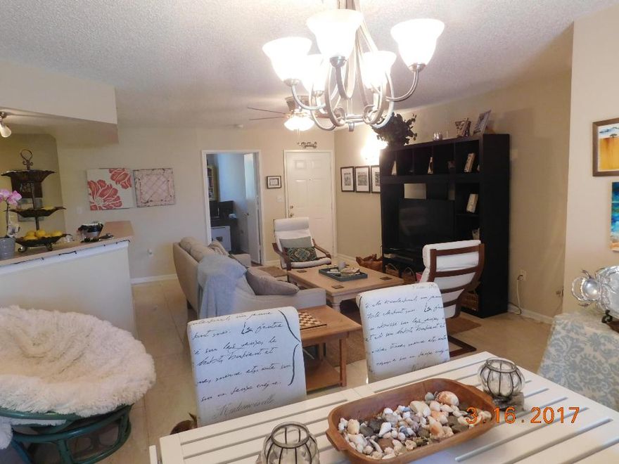 Light & Bright 3 bedroom condo with a garage in this lovely Intra-Coastal Community.  This property has gorgeous tile flooring throughout which makes the space feel huge. The kitchen is large with lots of counter space & offers stainless steel appliances, white cabinets and tile back splash. Newer 2.5 ton a/c, newer water heather, and dishwasher. All 3 bedrooms have well proportioned space & all offer wood flooring.  The covered terrace also has pretty outdoor tile flooring.(see last 4 photo's condo without furniture)for views of flooring
The development offers tons of amenities & a little beach area for relaxing by the intra-costal waterway.  The location offers you a quick ride to 95, or the downtown area's of Lantana, Lake Worth Boynton Or Delray Beach. Bike to the Beach! 10% Reserves!