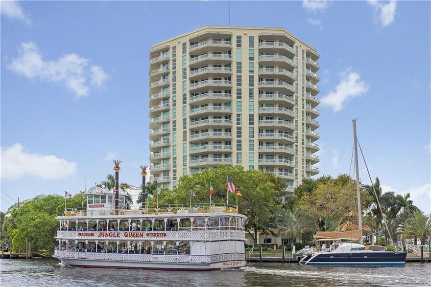 SUB PENTHOUSE!  BREATH TAKING VIEWS OF THE WIDEST PART OF THE NEW RIVER & OF DOWNTOWN.    BEAUTIFUL HARDWOOD FLOORS IN THE LIVING AREA.  UPGRADED KITCHEN W/IMPORTED CABINETRY, GRANITE COUNTERS AND TILE BACKSPLASH.  LARGE MASTER BATH WITH JACUZZI TUB SEPARATE  SHOWER & DOUBLE VANITY SINKS.   HUGE BALCONY OF WHICH EACH ROOM HAS ACCESS TO.  UPSCALE BLDG W/ALL THE AMENTIES INCLUDING STATE OF THE ART FITNESS CTR, POOL, TENNIS.  WALK OR TAKE FREE WATER TROLLEY TO LAS OLAS, PERFORMING ARTS & HIMMARSHEE.
