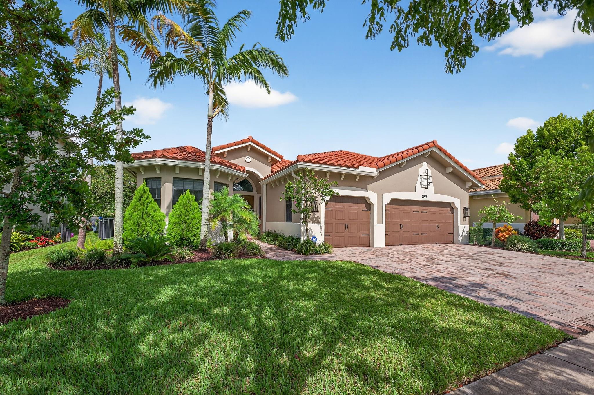 Discover the perfect blend of style, comfort, and luxury in this beautifully maintained one-story home in the gated community of Miralago! Features 4 bedrooms, 3 full baths, and a triple split floor plan designed for privacy and functionality. The primary suite offers a flex space ideal for an office, nursery, or gym. The open kitchen features wood cabinetry, granite counters, and stainless appliances. Enjoy peace of mind with full impact windows and doors. Outside, a spacious patio is perfect for entertaining. Located in a top-rated school district. Enjoy resort-style amenities with access to both Miralago and Cascata clubhouses: pools, fitness centers, splash pads, tennis, pickleball, basketball, playgrounds, and more. Truly turnkey—deal for relocation or a growing family!