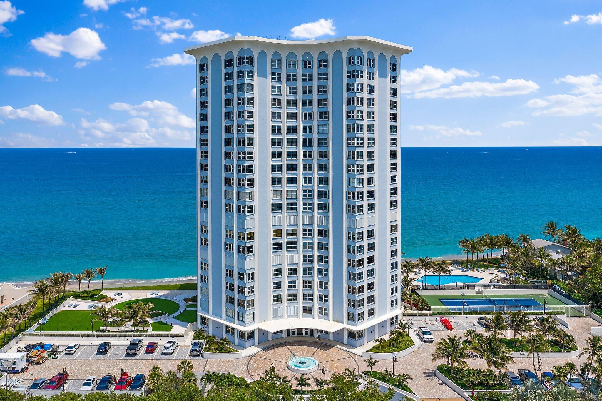 Looking for the finest in oceanfront living next season? Condo just went through a complete renovation with hi end finishes including furnishings and artwork. Enjoy relaxing on the extra large patio with beautiful direct ocean plus Intracoastal views. Split bedroom plan offers King in owners suite and two Queens in guest suite. Features new large Samsung TV's in bedrooms & living area w/ two cordless Sonos music speakers. Fully stocked kitchenware plus beverage and wine bar. Two sets of sheets for all beds plus beach towels. 24 hour Concierge. One garage space plus guest parking. Community features fitness center w/ ocean views plus tennis. No pets allowed per building.