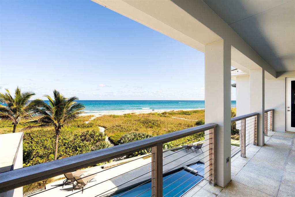 Ideally situated on one of Delray Beaches best oceanfront locations sits a new standard in Coastal Contemporary Luxury living. As you enter through the front gates of this home a complete renovation is revealed which created a casually sophisticated ''beach house'' with over 7100 sq feet of air conditioned living with spectacular ocean views from all vantage points. This 7 bedroom 7.5 bath home features an additional upstairs ''family room'', fitness center & office area. Cool, clean finishes such as slate and Ipe wood floors complement the azure waters of the Atlantic & soft sandy beach just outside the door. A lower level master suite & two guest suites are designed for privacy as well as first floor convenience. Upstairs features a family room with walkout balcony & endless ocean views.