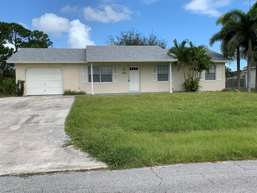 Come see this Great Home is Port Saint Lucie. The home is a 3 bedroom 2 bath with tile in the main living area and new carpeting is being placed in the bedrooms. As well it is freshly painted on the interior. This house on 1040 Sqft on almost a 1/4 acre land. Schedule to see home it will not last long.