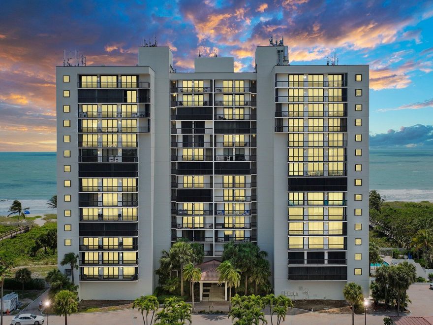 Perfect 5th floor views from this corner unit! You can have Sunrise to Sunset from your Oceanfront unit...2 full bedrooms, + Den/Study/Office/Art Room just about anything you'd like to make it! Turnkey,++++A garage, sauna, pool, spa, beautiful building amenities, all building renovations and inspections complete!