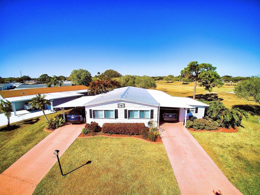 LAND OWNED! Spectacular 3-bedroom, 2-bath home with sweeping golf-course views! Enjoy a large, updated kitchen perfect for gatherings, a spacious living room with a cozy fireplace, and beautiful vistas right from your sofa. The expansive lanai offers even more room to relax or entertain while taking in the scenery. This well-kept, lovingly maintained home is ready for you to enjoy in the highly desirable Savanna Club--an active 55+ community offering golf, pickleball, three clubhouses and pools, a theatre, restaurant, and endless activities.