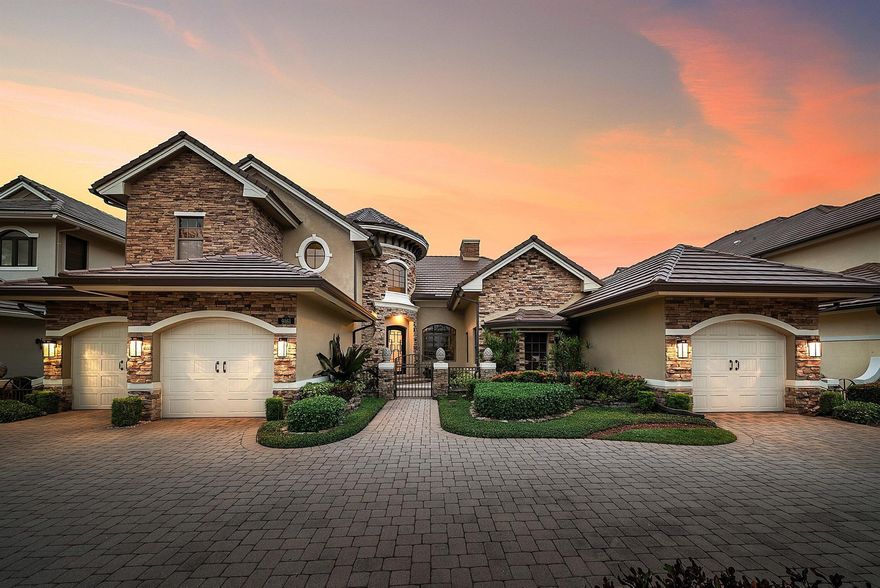 Absolutely Amazing 4BR/4BA Estate on Premium 1/2 Acre Waterfront lot. Over $426K+ in Modern/Luxurious updates! Interior includes Satin Finished Saturnia Marble, hardwood and slate flooring, Top of the Line Appliances, gas cooktop, custom cabinetry, bar, wine cellar, surround sound, custom closets, central vacuum and plantation shutters. Custom wall unit accommodates a 75-inch TV. Custom Closet systems. Exterior features stone facade, circular drive, screened patio with French Pattern pavers, pool, spa and incredible summer kitchen. Builder-modified floor plan with upstairs guest suite and loft. Potential 4th BR. All updated bathrooms.  Full Impact Windows, Whole House Generator, 2025 Roof and so much more! This is an absolute ''Must See!'' Schedule your tour today!