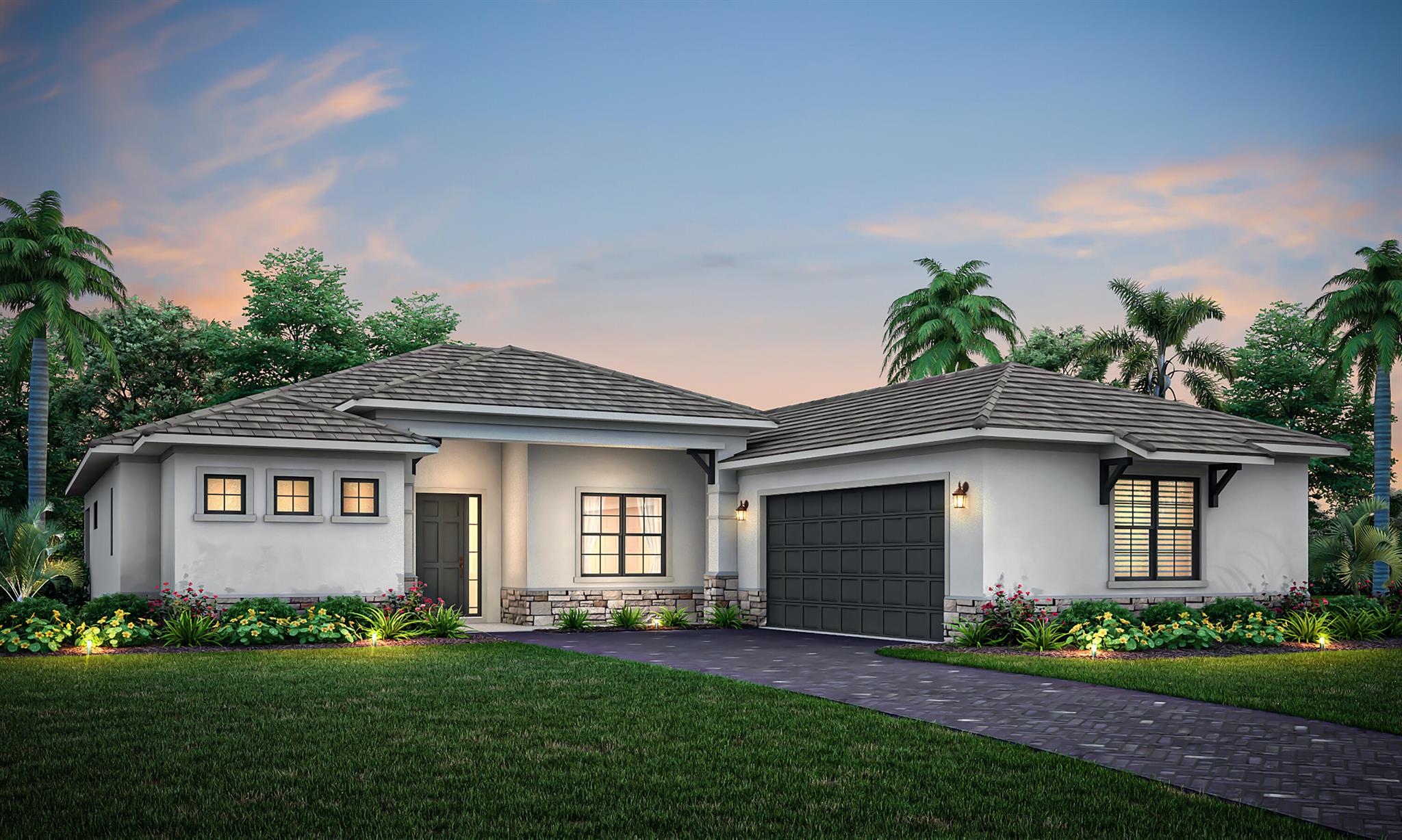 Don't miss out on this opportunity to own a 4 bedroom plus den, oversized 2 car garage home in the beautiful- gated community of Rivella on a premium corner lot. This Energy Efficient home won't disappoint with insulated- impact windows, rigid foam board wall insulation, spray foam ceiling insulation and more.., Walk into a split floor plan with open concept, coffered ceilings, 8' interior and Exterior doors and 2 sets of triple sliders. The chef kitchen is stunning with 10' island, 42'' cabinets, soft close drawers, quartz counter tops, cooktop with Vented hood, wall oven/ microwave & double barn doors for the pantry.
