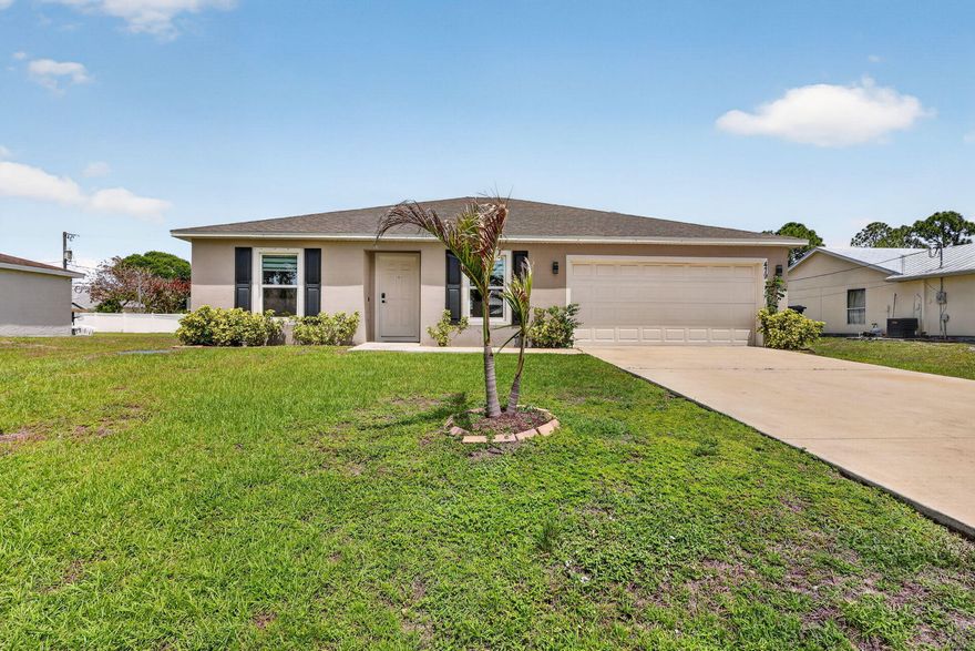 Hidden Gem! Beautiful 3 Bedroom, 2  Bath located in the Heart of Port St. Lucie! This stunning place is ready to be call your home. Offers 2-car garage + Driveway parking, CBS, built in 2021, in a prime location. This home provides easy access to I-95 and the Florida Turnpike, making effortless commutes to nearby cities like West Palm Beach and Fort Lauderdale. Enjoy everything Port St. Lucie has to offer, from shopping centers, and restaurants to parks and golf courses! Community charm, comfort, and affordability combined!