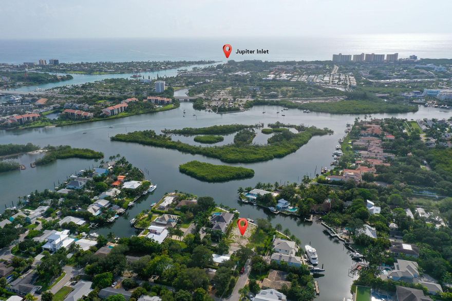 RARE!!  Deep water,  protected, large boat dockage! This homesite in Yacht Club Estates in Jupiter is ready to build! Approximately 85' of water frontage in this quaint non-HOA neighborhood. Direct access to Jupiter Inlet, no fixed bridges, close proximity to waterfront dining, shops, golf, and the crystal clear beaches of Jupiter.  Full seawall replacement is in process at sellers expense. Custom house plans with pool are on hand and available.