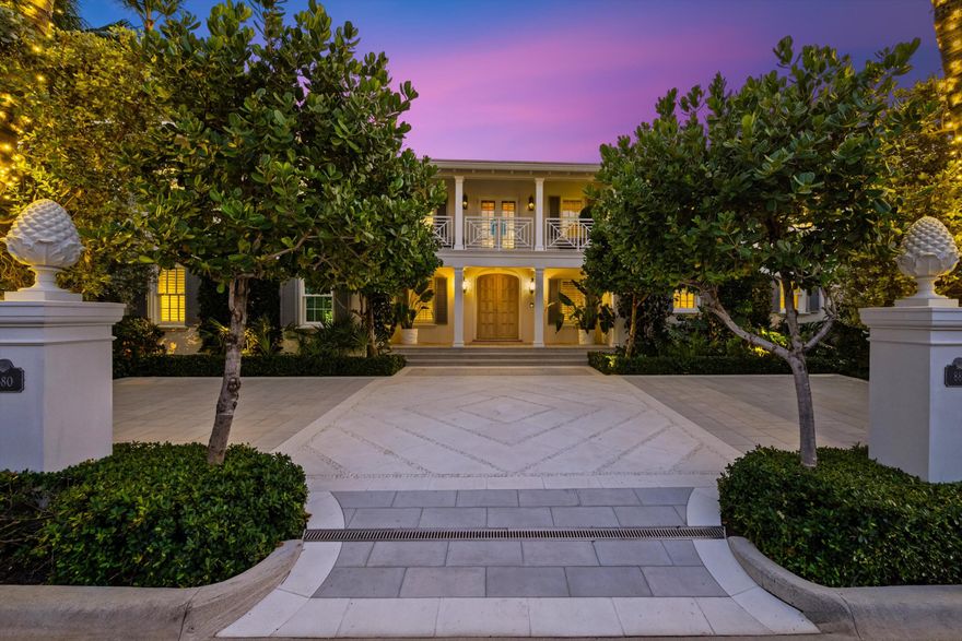 An extraordinary, one-of-a-kind turnkey oceanfront compound in the heart of Palm Beach's most coveted estate locations! Perfectly positioned on more than an acre on the pristine sands of Palm Beach, every detail has been designed for world-class living and feels like an ultra luxury private resort. On the oceanside, revel in the sparkling pool flanked by two newly built private cabanas, each with bathrooms/outdoor showers, or dine under the stars and enjoy the fire pit for ultimate comfort by the sea. To add to this tranquil retreat, the main house includes a tennis court and pavilion, another stunning pool, cabana, bar and steam shower - all creating the ultimate oasis for relaxation and entertaining. The main residence has been completely renovated to the highest level and offers 6 bedrooms, 6.2 baths, a private study and well-designed chef's kitchen for culinary excellence. The separate guest house has 3 bedrooms, 4 bathrooms, an exercise room, massage room, game room and features an outdoor loggia with built-in BBQ and fireplace. Hidden behind high hedges, this unique estate enjoys french doors and/or balconies from every room, overlooking the ocean, pool and exquisitely landscaped tropical gardens and delivers the ultimate in privacy and luxury. This property provides unmatched seclusion and sophistication, blending indoor/outdoor living with resort-style amenities in Palm Beach's most desirable estate area.