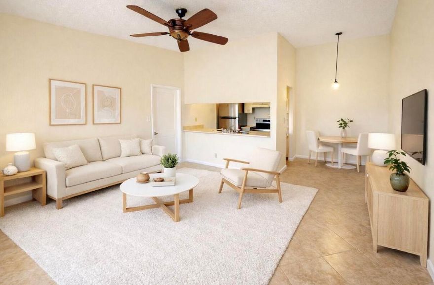 This light and bright 2-bedroom, 2-bath second-floor condo is located in a peaceful, all-ages gated community in desirable West Boca. The home features a smart split-bedroom floor plan, vaulted ceilings, and bamboo flooring throughout. Enjoy a brand-new A/C system with a 10-year warranty, brand-new kitchen appliances, and fresh interior paint completed less than a year ago. Additional highlights include an in-unit washer and dryer, assigned parking conveniently located in front of the building, and ample guest parking. Water and cable are included. Residents enjoy access to the community pool, tennis courts, and community room. Ideally situated near dining, shopping, and A-rated schools—experience the best of the Boca Raton lifestyle.