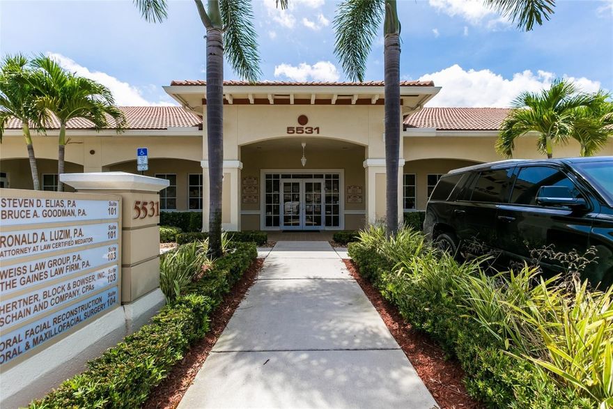 2,450 sqft office condo in the Coral Springs Professional Campus. A primer office condo campus. Professionally managed campus with good reserves and onsite maintenance/staff. New Roof.The property is the center unit with the main double door entry. It consists of 7 offices 5 of which are over sized and a bull pen for up to 10 workstations (available as part of the sale).Well appointed waiting room, reception, and conference room.Potential mixed use for owner and remaining tenants (2 rooms of 8 offices leased MTM OR can be delivered vacant.)This campus is conveniently located right off of the Sawgrass Expressway and University Drive exit.