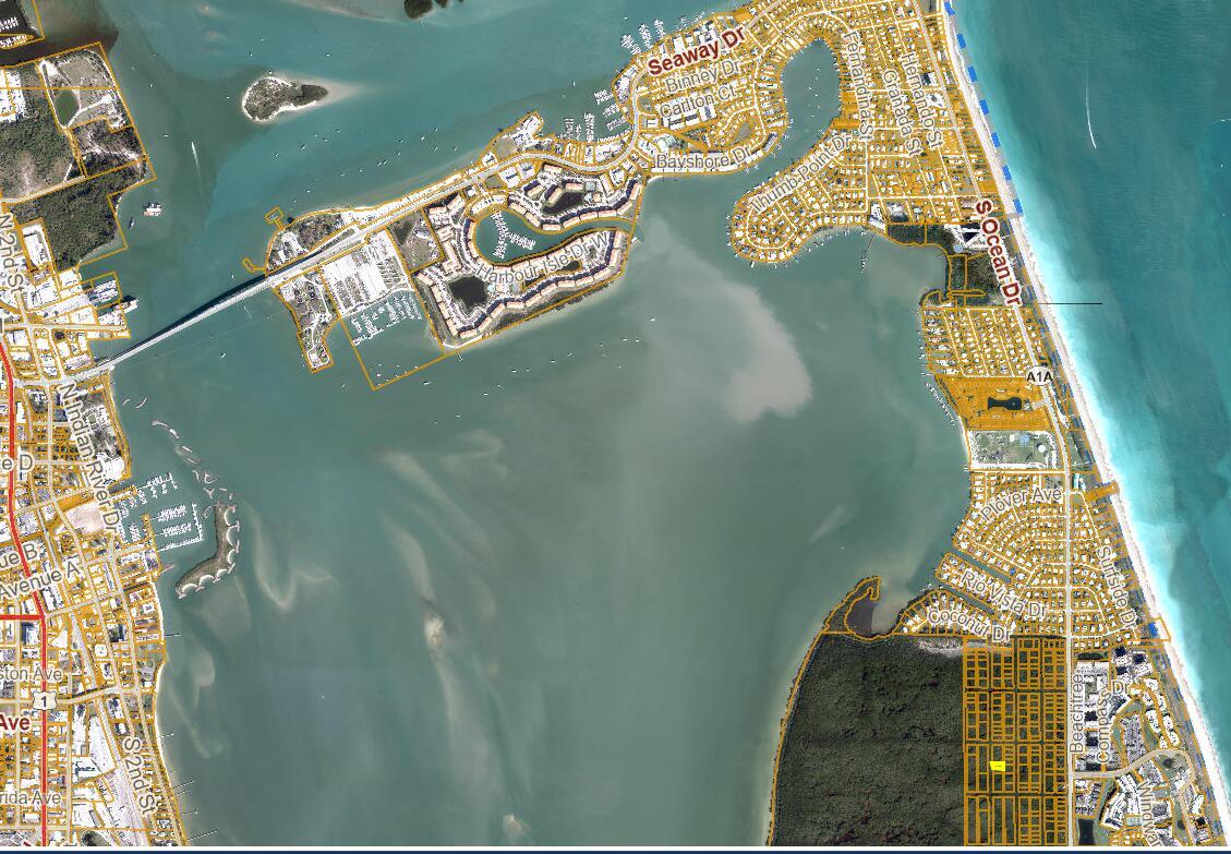 Located walking distance to the Intracoastal Waterway and the beautiful beaches of South Hutchinson Island. This is a great opportunity to buy a piece of paradise for most likely a long term hold. No sign on property. Located across the street from main entrance to Ocean Village. Not accessible by road. Buyer to complete own due diligence. Seller inherited property and has no knowledge of what can or can not be done to property. Call the St. Lucie County Planning and Zoning to confirm use, etc. Seller has no documents or surveys. Close to restaurants, entertainment, golf, recreation and downtown Fort Pierce. Fort Pierce is located less than 2 hours from Orlando and Miami with gorgeous weather year-round and turquoise beaches!