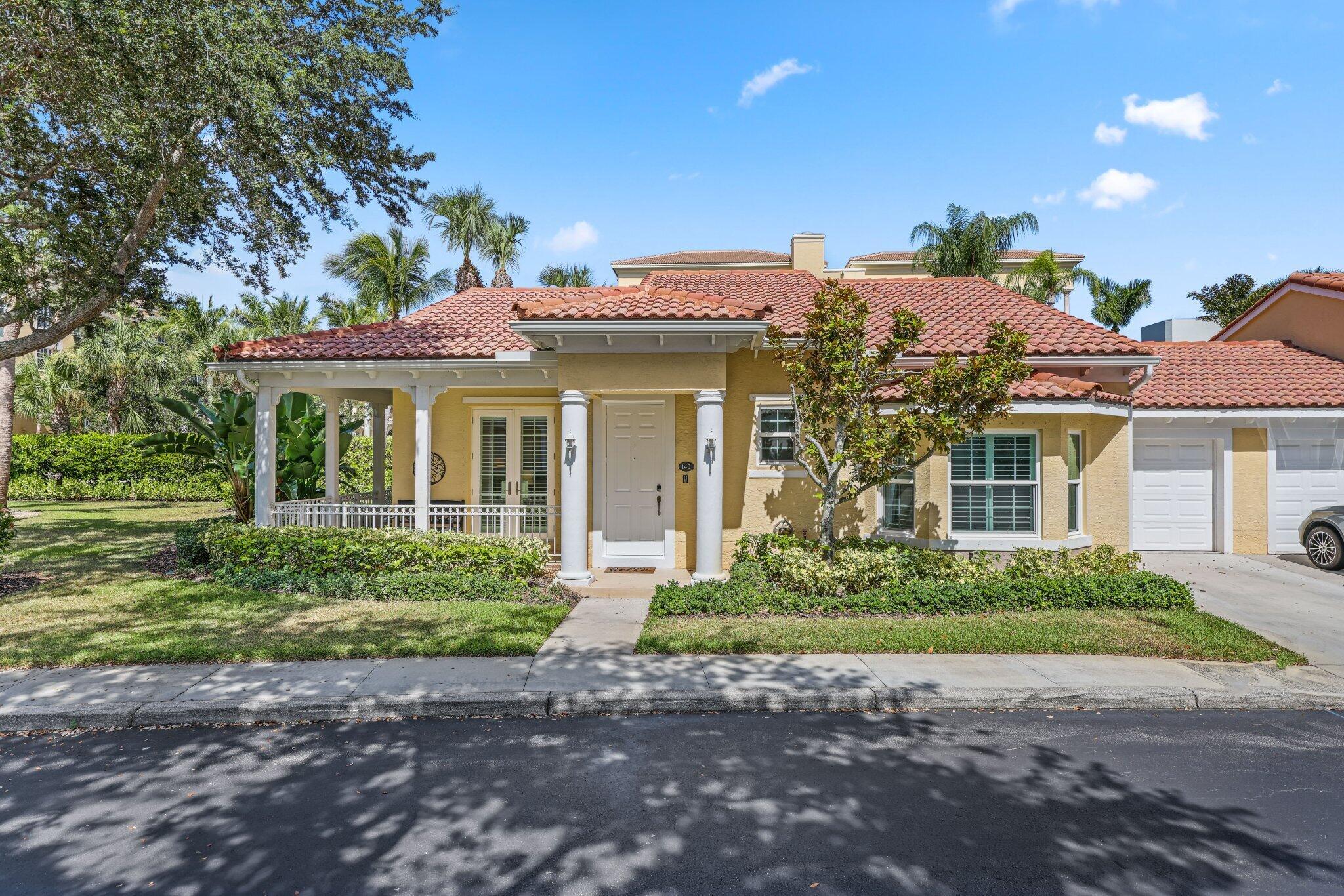 Welcome to this beautifully maintained villa in Mangrove Bay. The freshly painted home is complete with hurricane resistant impact windows and doors, as well as an added oversized covered screened porch. The kitchen opens to the breakfast room and features white Shaker style cabinetry, stainless appliance package and upgraded countertops. Outdoor enjoyment is available for morning sun in the back or afternoon sunsets from the front porch. The home is just steps from the community pool and fitness center, as well as Jupiter's Riverwalk, great for walking or biking all the way to Harbourside.