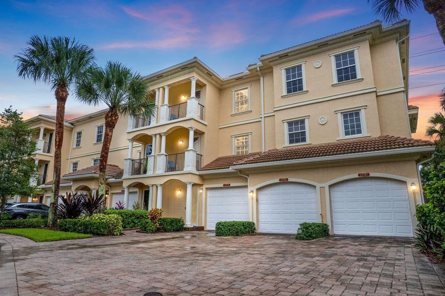 Welcome to Tranquility in Hobe Sound! This beautifully maintained 3-bedroom, 3-bath townhome boasts a newly replaced roof and a private elevator, offering exceptional comfort and convenience. Nestled in the last building of the community, it provides rare privacy with a preserve backdrop and unobstructed lake views in front. The open layout features high ceilings, a spacious kitchen with granite counters and stainless appliances, and a bright living area perfect for entertaining. The large primary suite includes dual sinks, a soaking tub, and a separate shower. Conveniently located near beaches, dining, and shopping.Furniture negotiable--move right in and start living the Florida lifestyle!