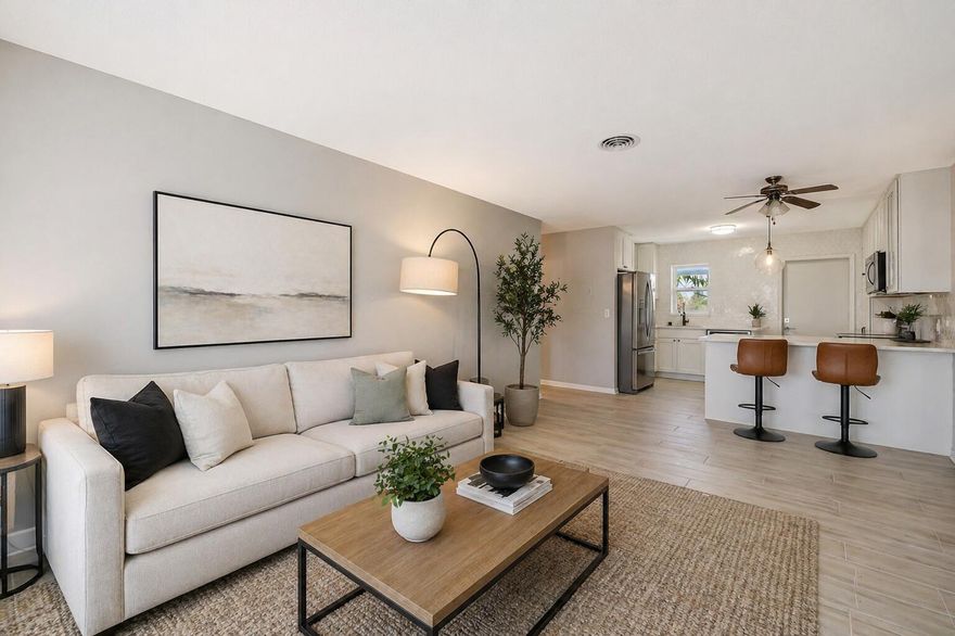 Chic 2BD/2BA in a boutique Coral Ridge co-op! This move-in ready residence features an updated modern kitchen and renovated baths, plus a bright, clean layout. Enjoy a small, well-maintained community with pool and on-site laundry. Prime location near beaches, shopping, and dining. Co-op ownership—cash only. Rental restrictions apply: no leasing first year, then once annually up to 90 days. Ideal for end-users seeking style, convenience, and a quiet, well-run building.