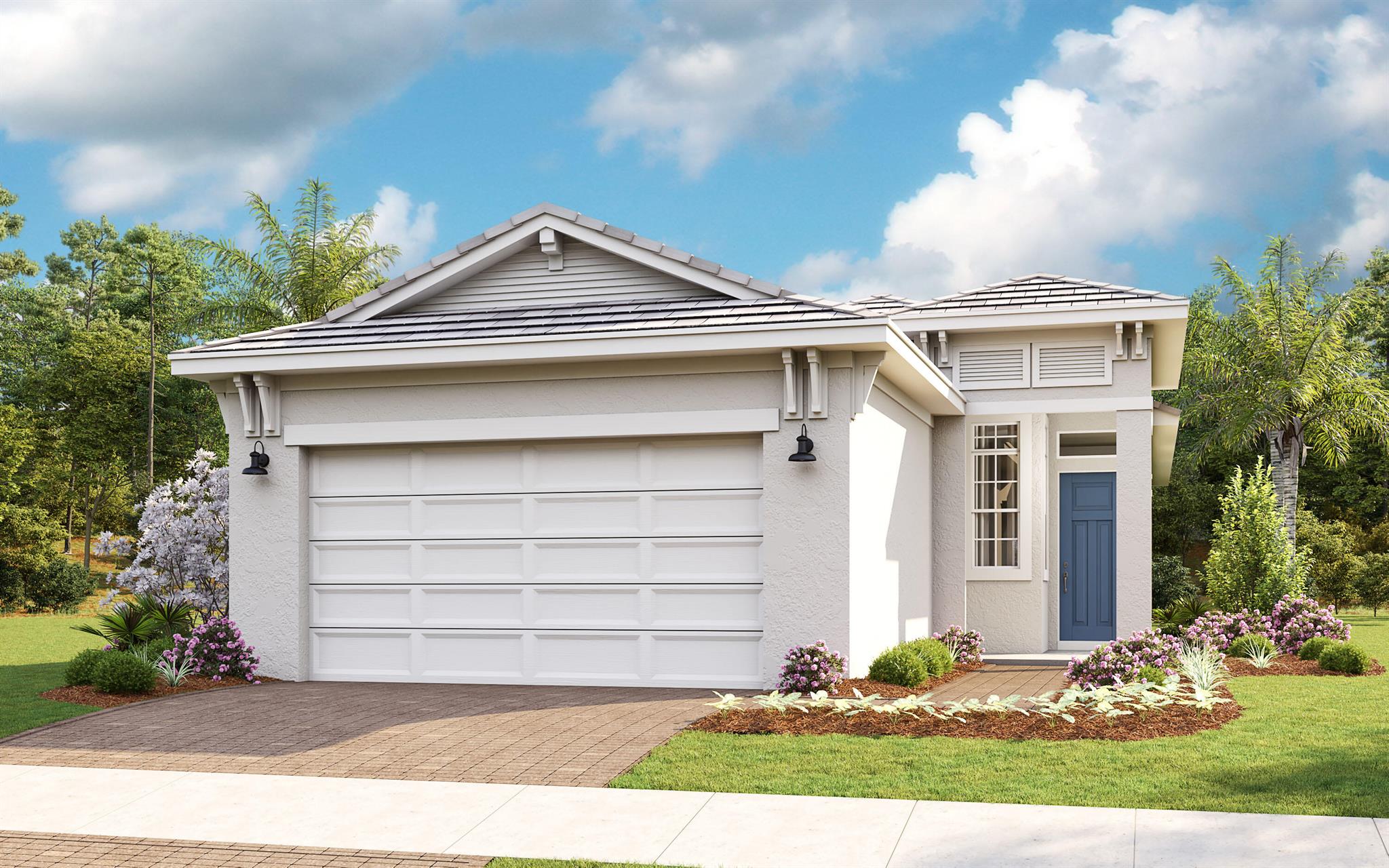 **New Construction - Under Construction** Model photos used for reference. This brand-new Caroline floorplan, built by Kolter Homes, is situated on private homesite in Westlake's only gated 55+ community. The home includes 3 bedrooms, 2 bathrooms, and a 2-car garage. The owners suite and lanai have been extended by 4' and there is an added 5-foot privacy wall on the lanai. The sliding glass door has been upgraded to 12' wide by 10' high and all windows are impact resistant. The home also includes gas cooking in the kitchen, second level upper tier cabinets, and under cabinet LED lighting. This Caroline includes spray foam insulation, and impact windows.